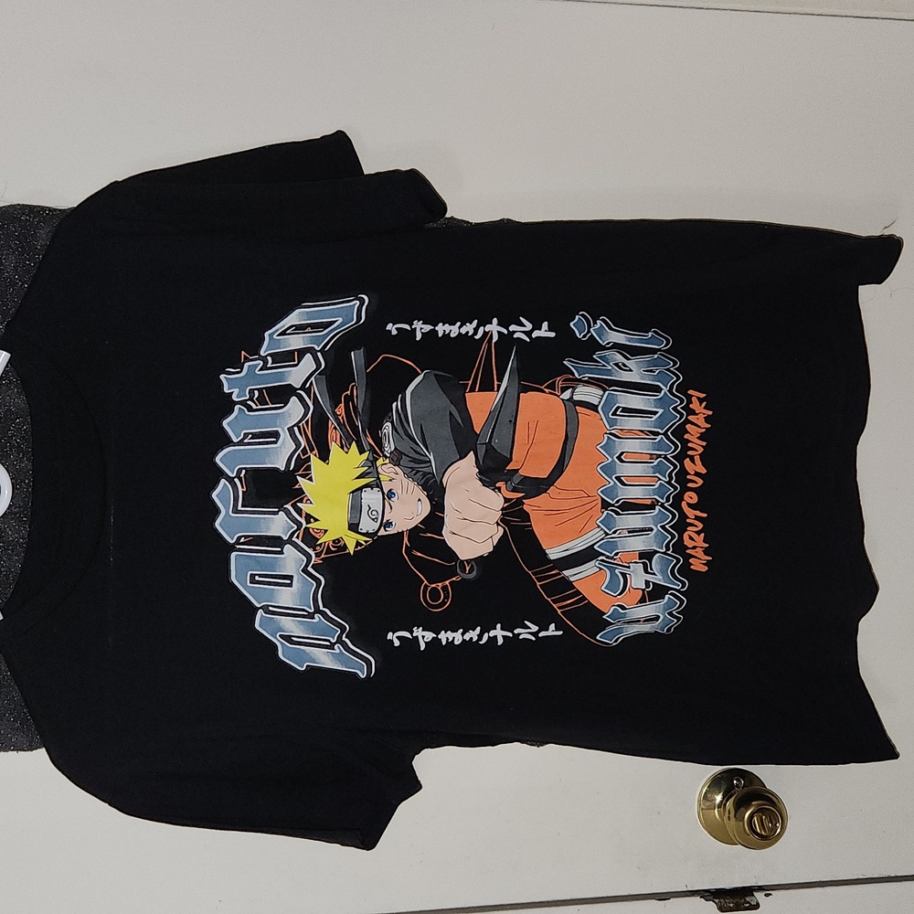 Naruto Shippuden Full Graphic T Shirt Uzumaki Black, Gray And Orange
